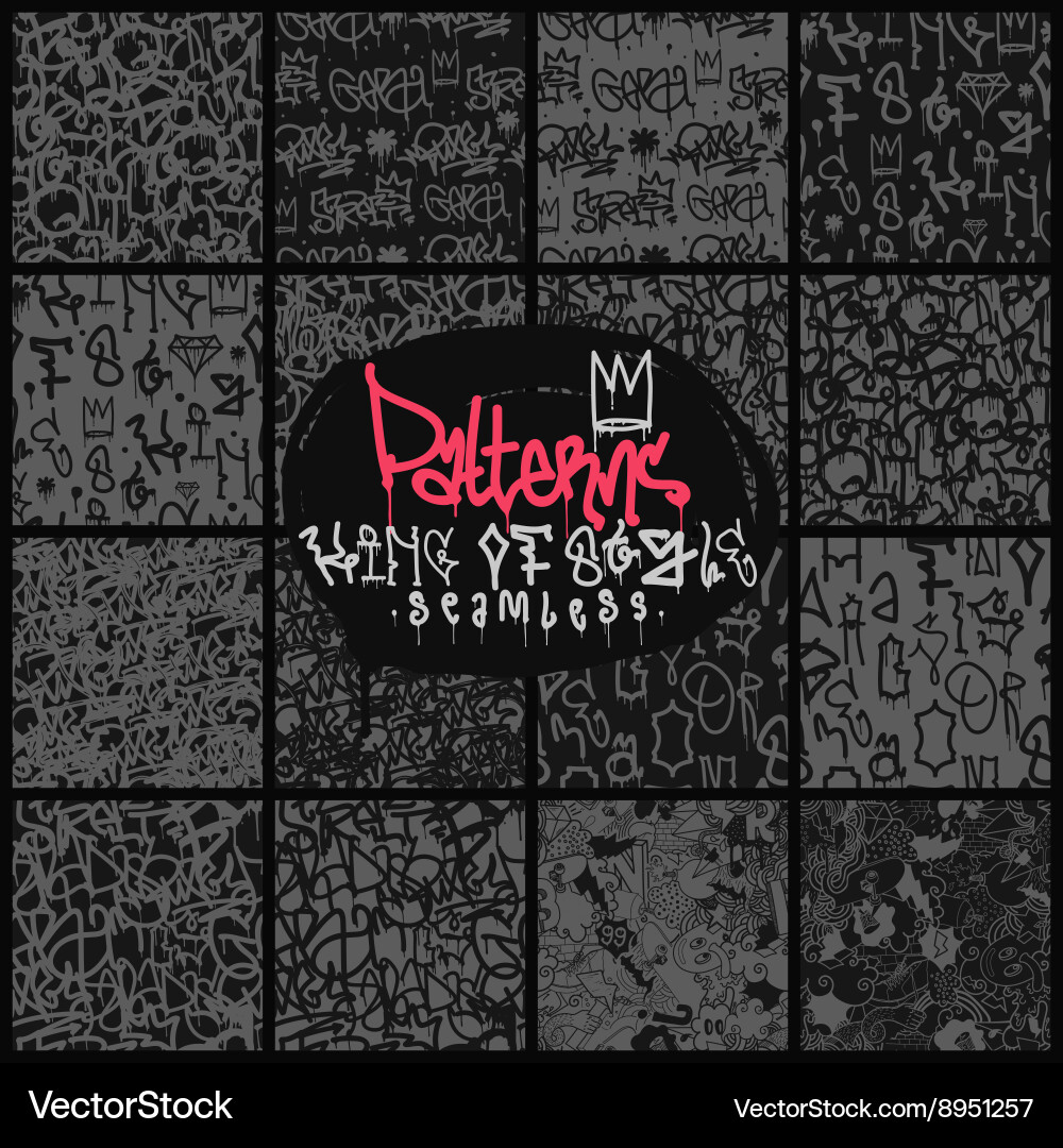 Graffiti Seamless Pattern Set vector image
