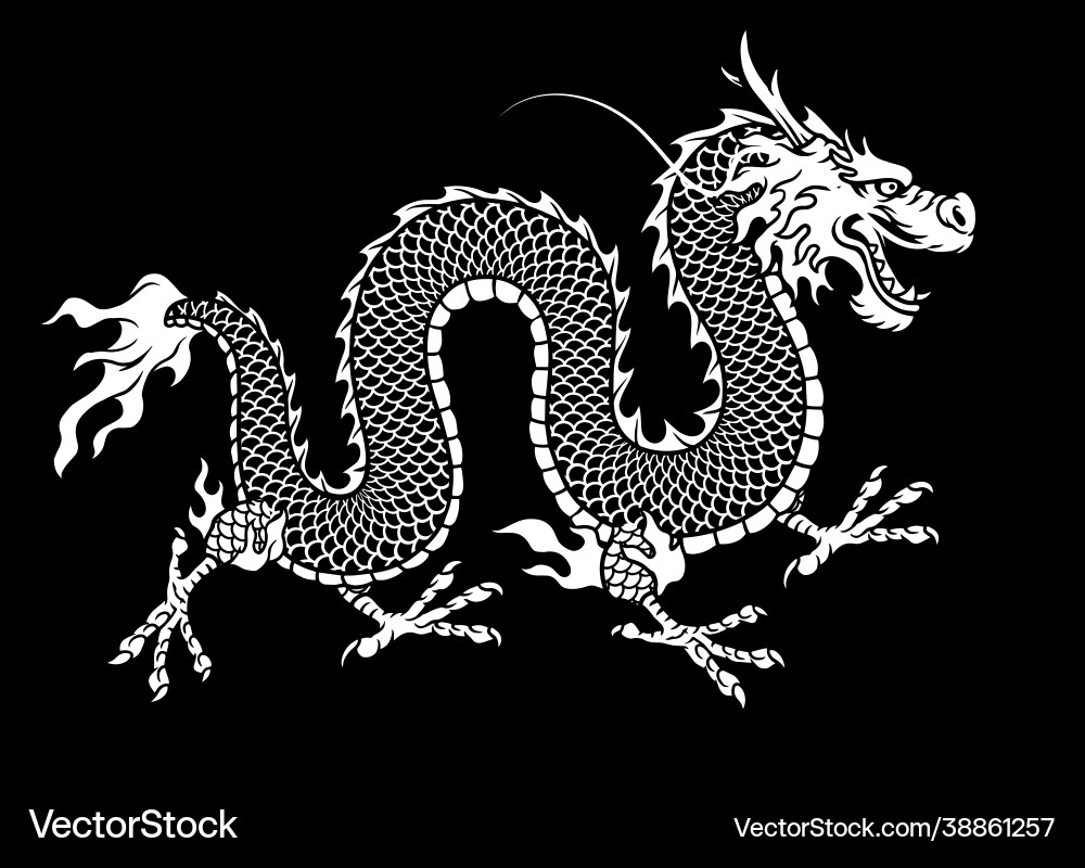 Hand drawn style asian dragon vector image