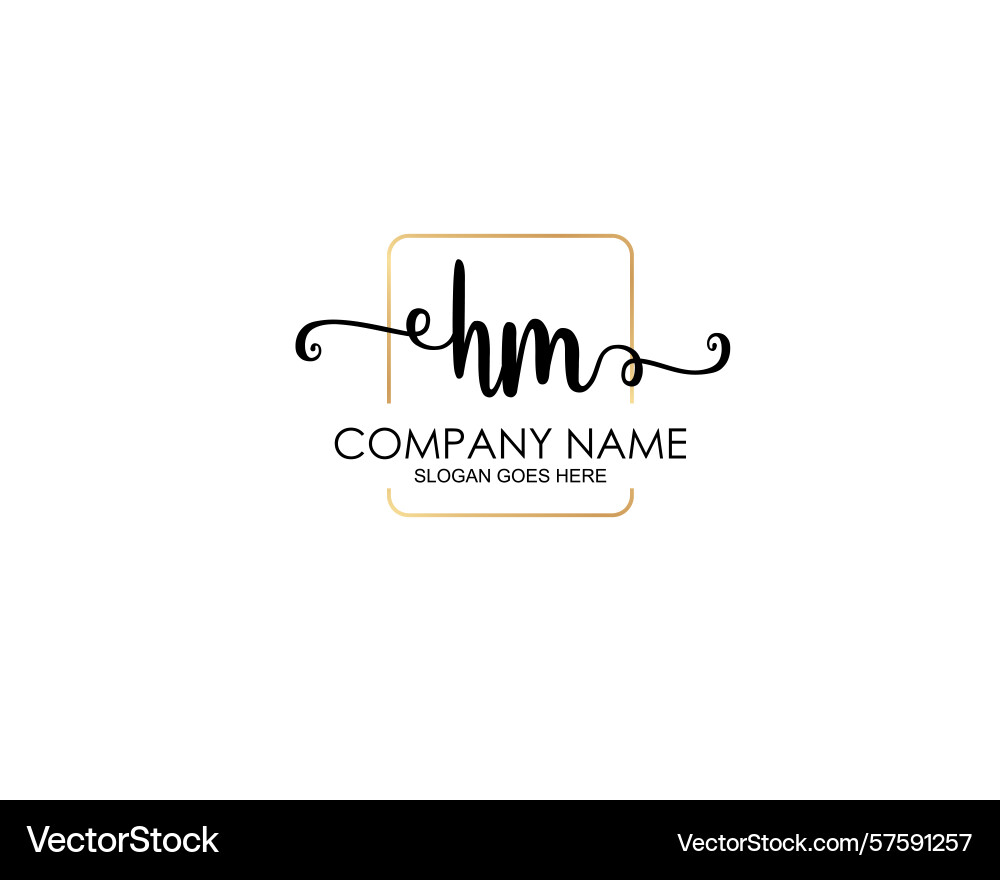 Hm initial handwriting logo design collection Vector Image