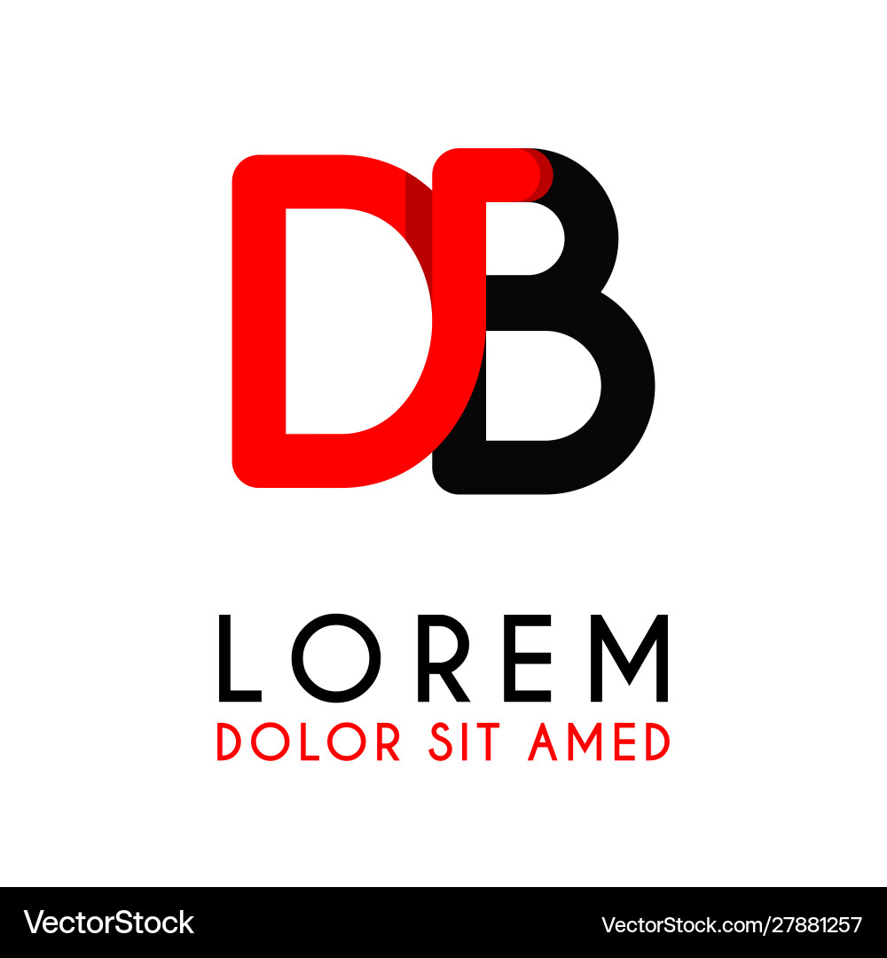 Initial letter db with red black and has rounded Initial letter db with red black and has rounded vector image