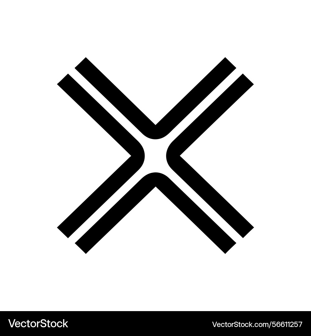 Intersecting double lines forming bold x shape Vector Image