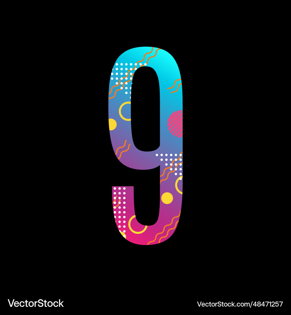 Modern abstract number colorful 9 Modern abstract number colorful 9 vector image