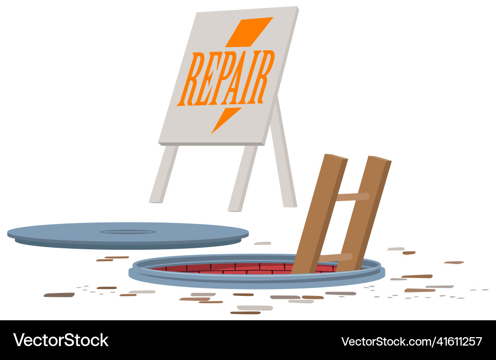 Open sewer hatch for internet and mobile website Vector Image