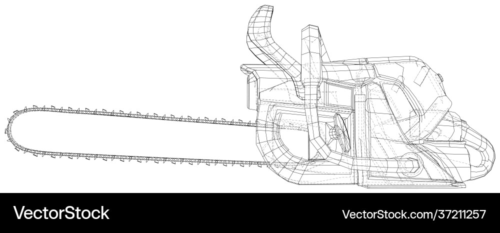 Outline chainsaw wire-frame eps10 format vector image