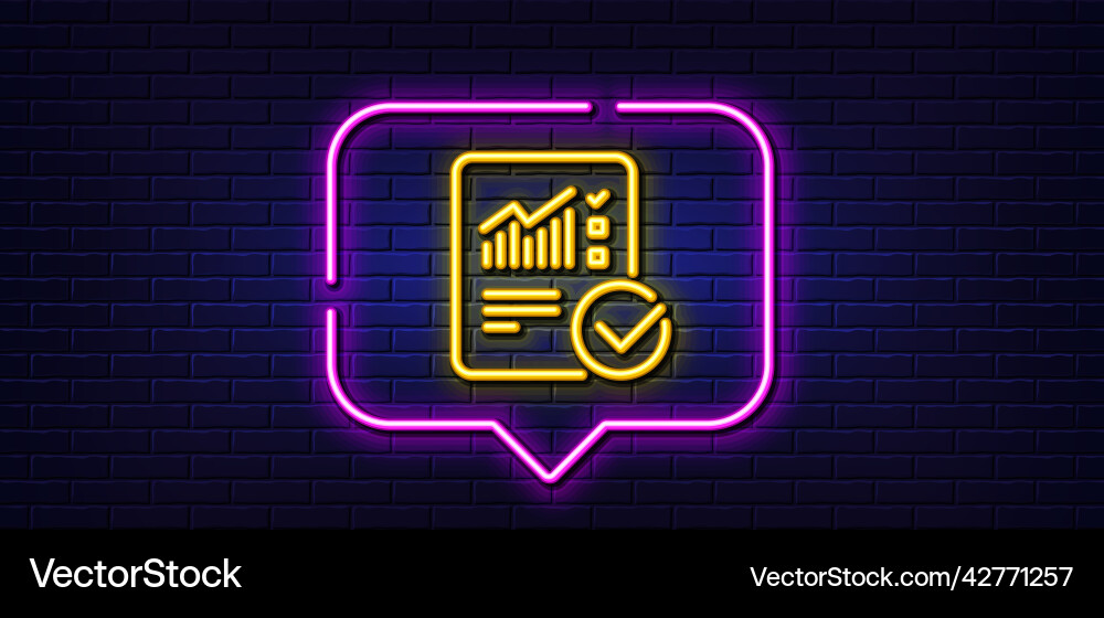 Report document line icon checklist neon light Report document line icon checklist neon light vector image