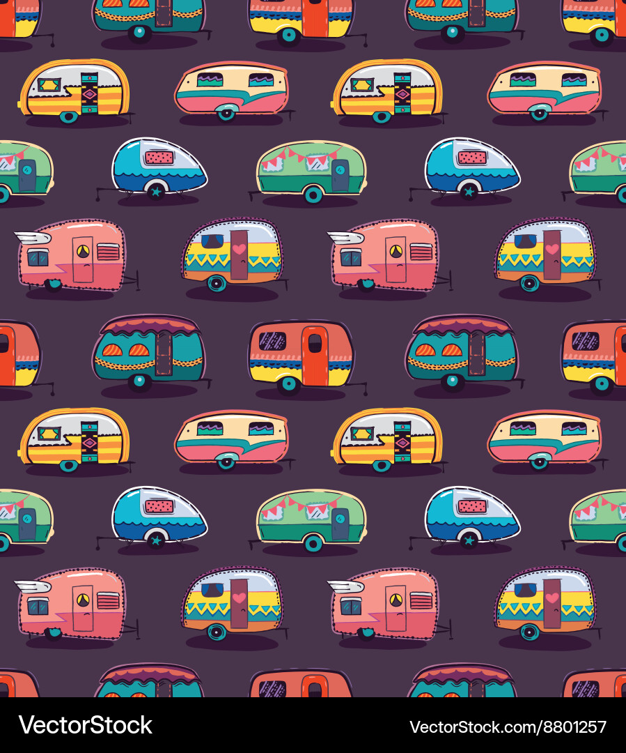 Retro Camper Pattern - 1950s Trailers vector image
