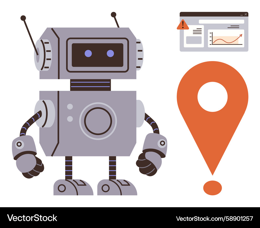 Robot with Technology and Location Vector Image
