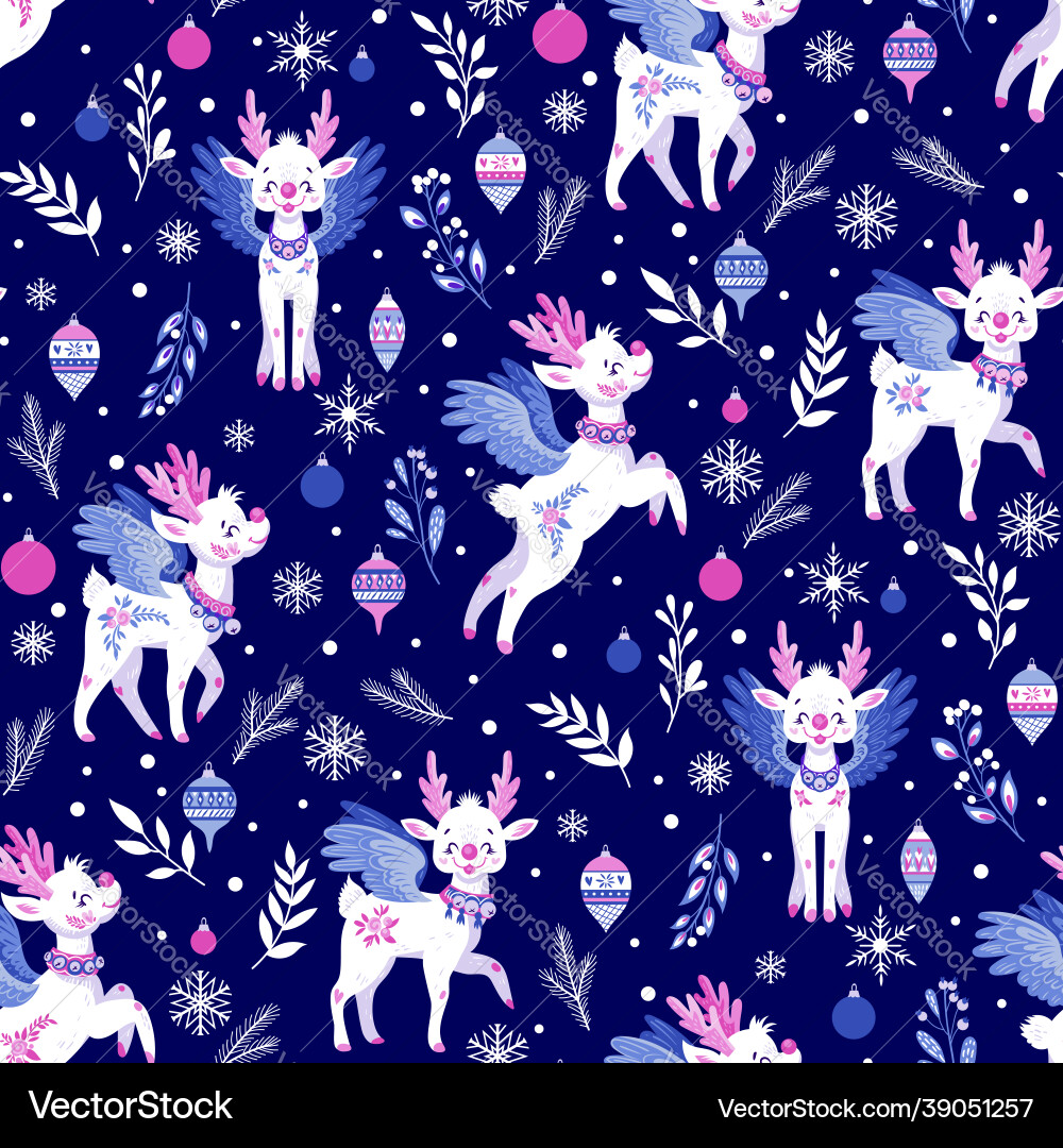 Seamless christmas holiday pattern with deer Seamless christmas holiday pattern with deer vector image