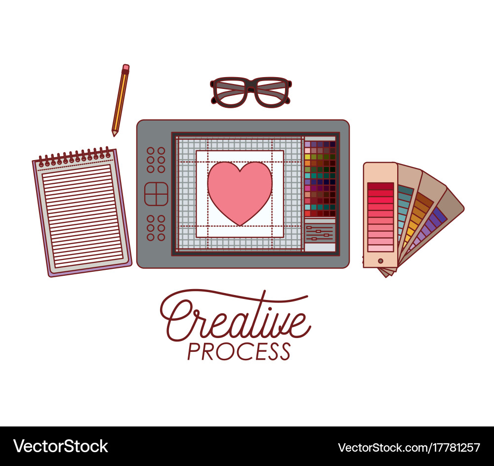 Set elements graphic design creative process Vector Image