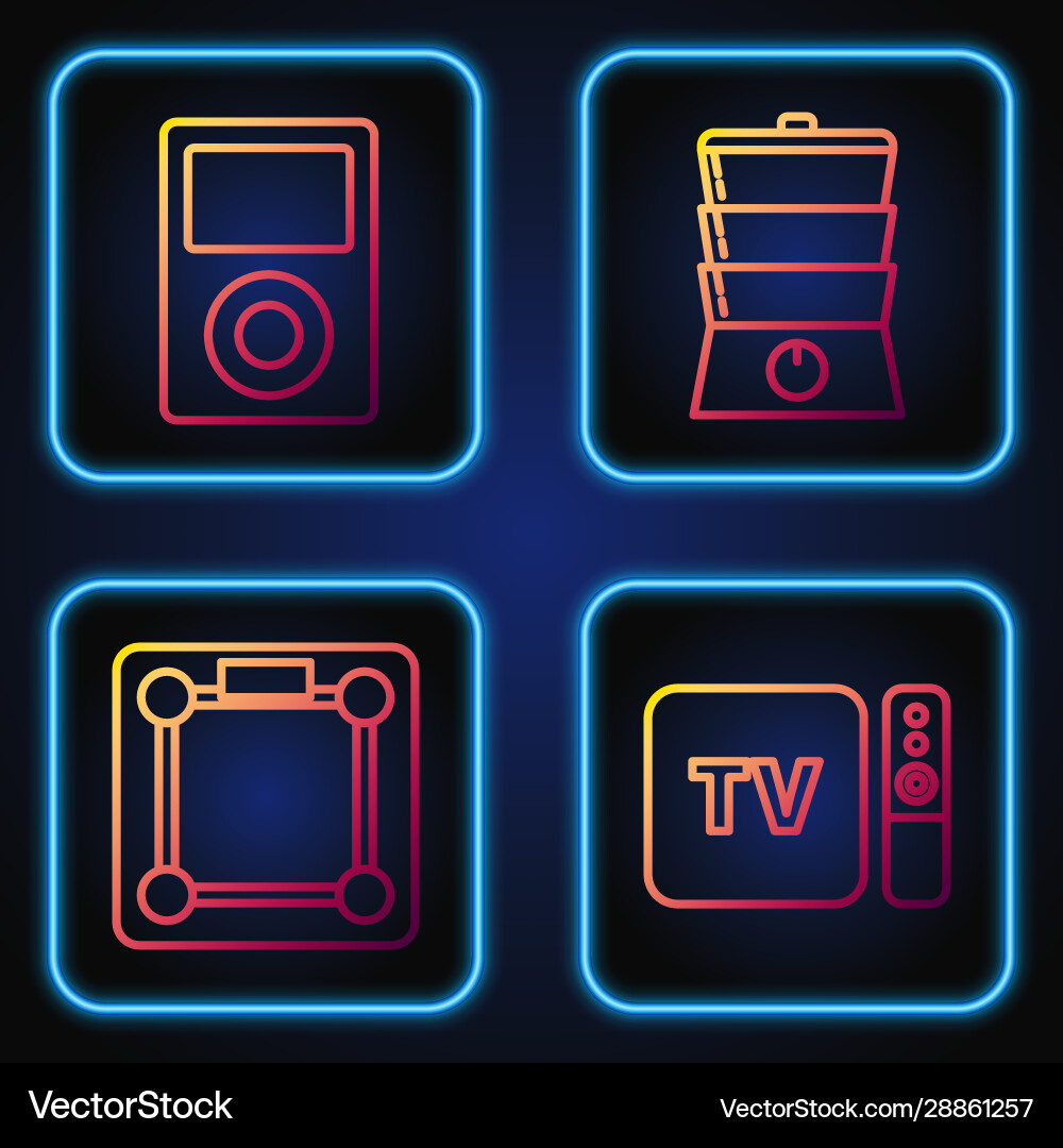 Set line tv box receiver and player with remote Set line tv box receiver and player with remote vector image
