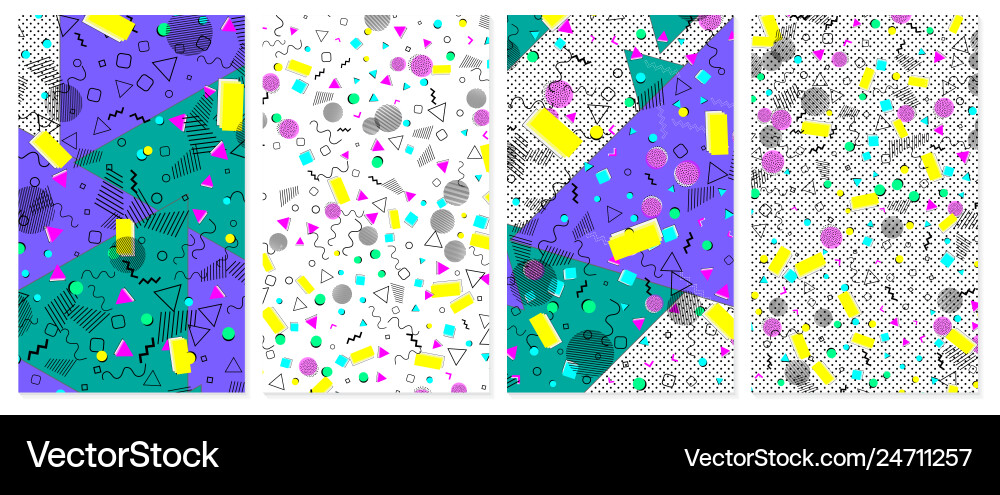 Set of memphis pattern pop art color background Set of memphis pattern pop art color background vector image