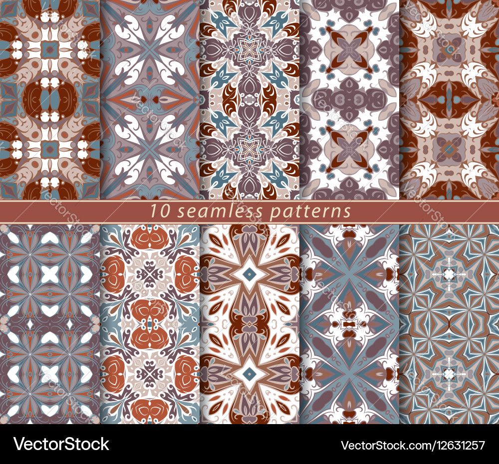 Set of ten seamless abstract patterns vector image