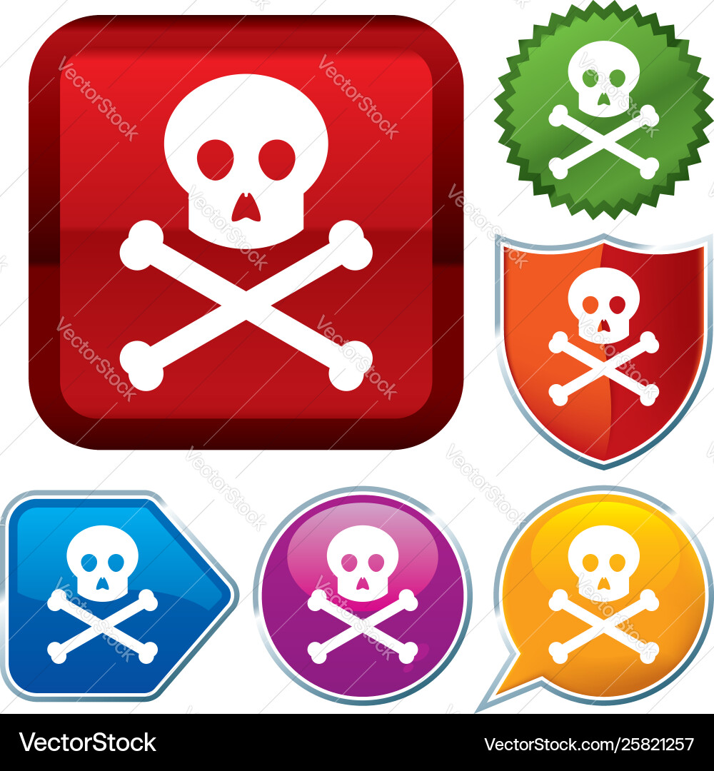 Set shiny icon series on buttons skull Vector Image
