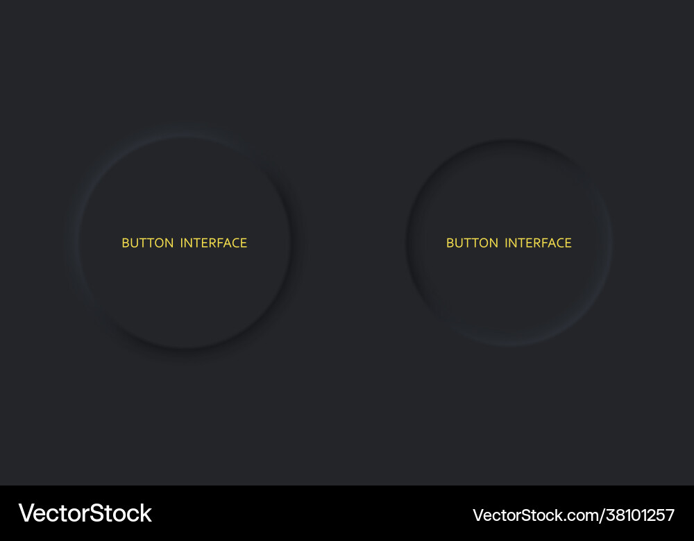 Set two buttons black color neomorphism style Set two buttons black color neomorphism style vector image