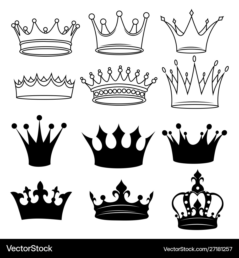 Stylized Crown Collection Vector Image