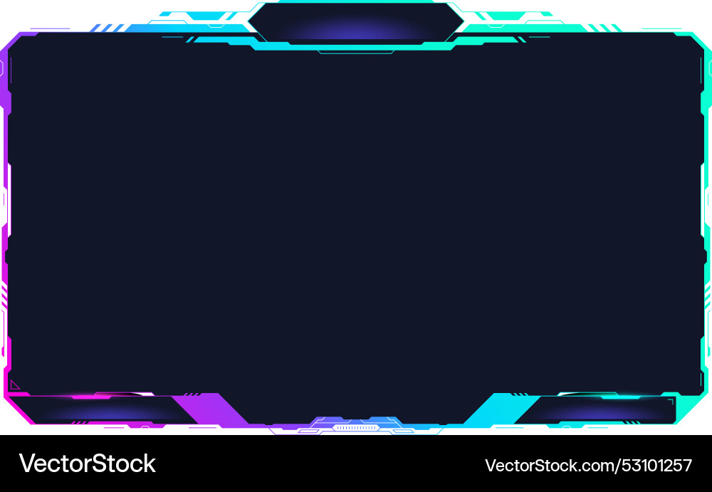 Tech interface screen frame in neon cyber style Vector Image