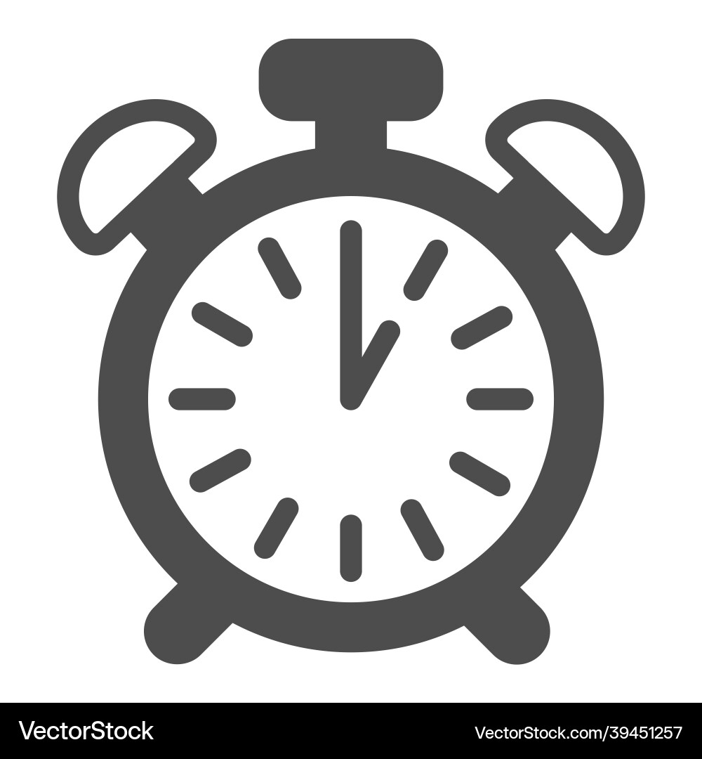 Vintage alarm clock with button 1 pm am solid Vintage alarm clock with button 1 pm am solid vector image