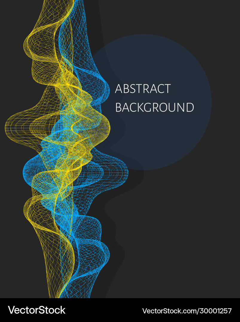 Wavy abstract background with wireframes Vector Image
