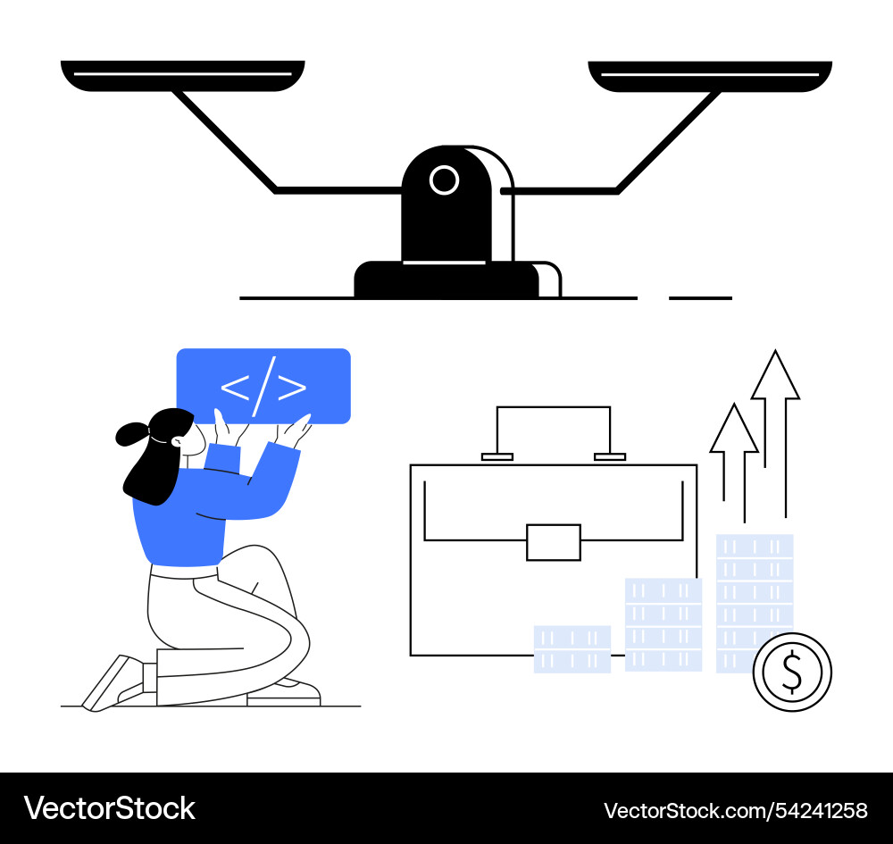 Balancing career in tech female coder business Balancing career in tech female coder business vector image