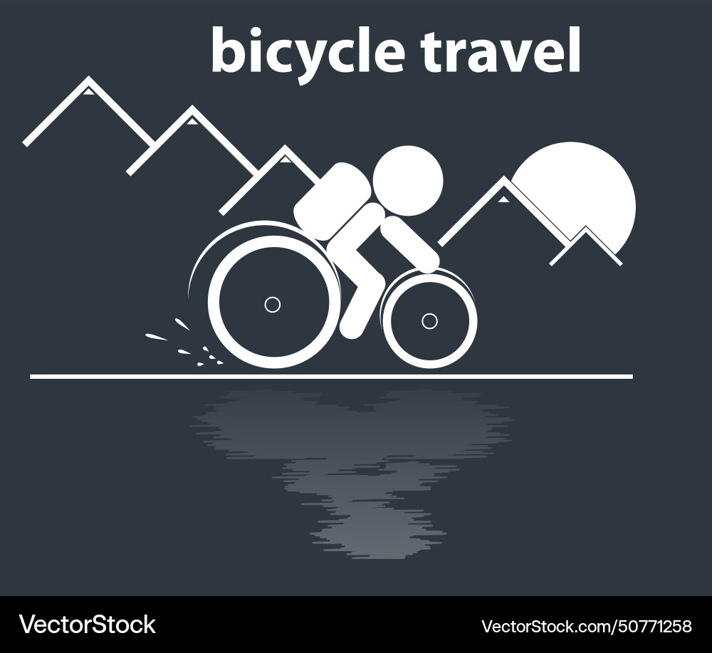 Bicycle travel in mountain Bicycle travel in mountain vector image