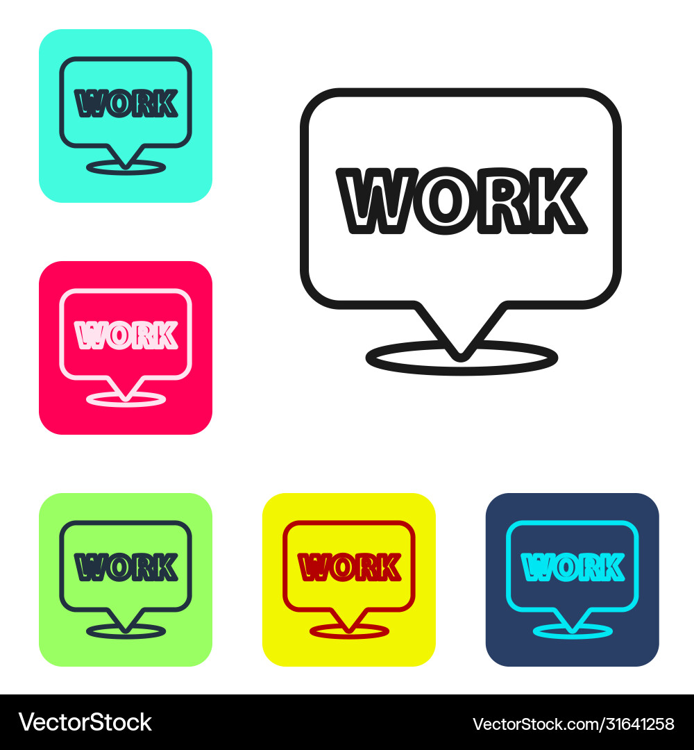 Black line location with text work icon isolated Black line location with text work icon isolated vector image