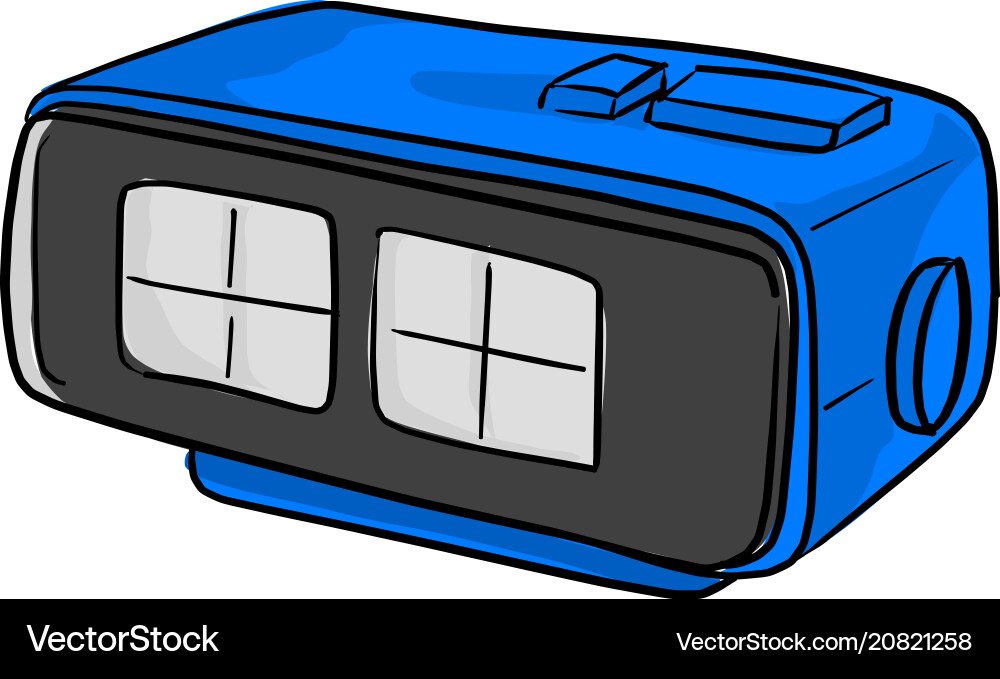 Blue retro numeric alarm clock Blue retro numeric alarm clock vector image