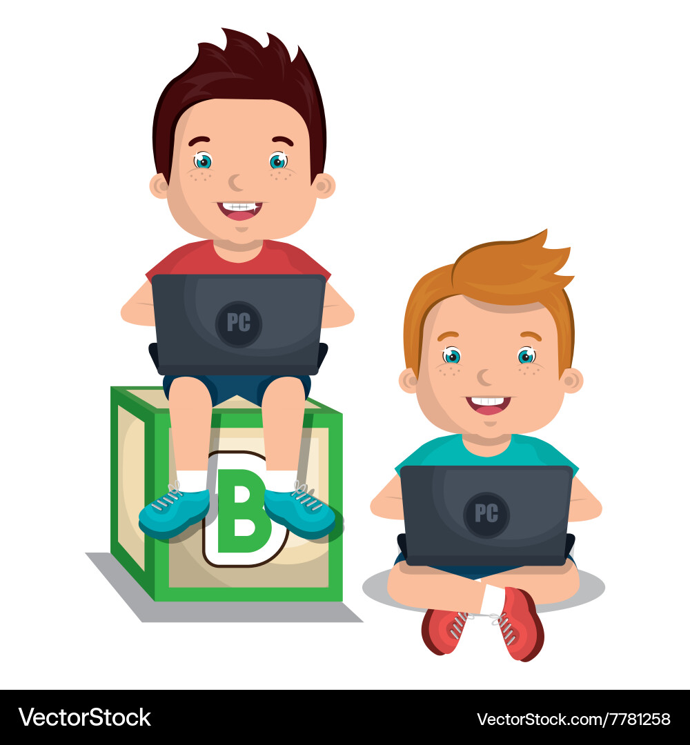 Children using computer design Vector Image