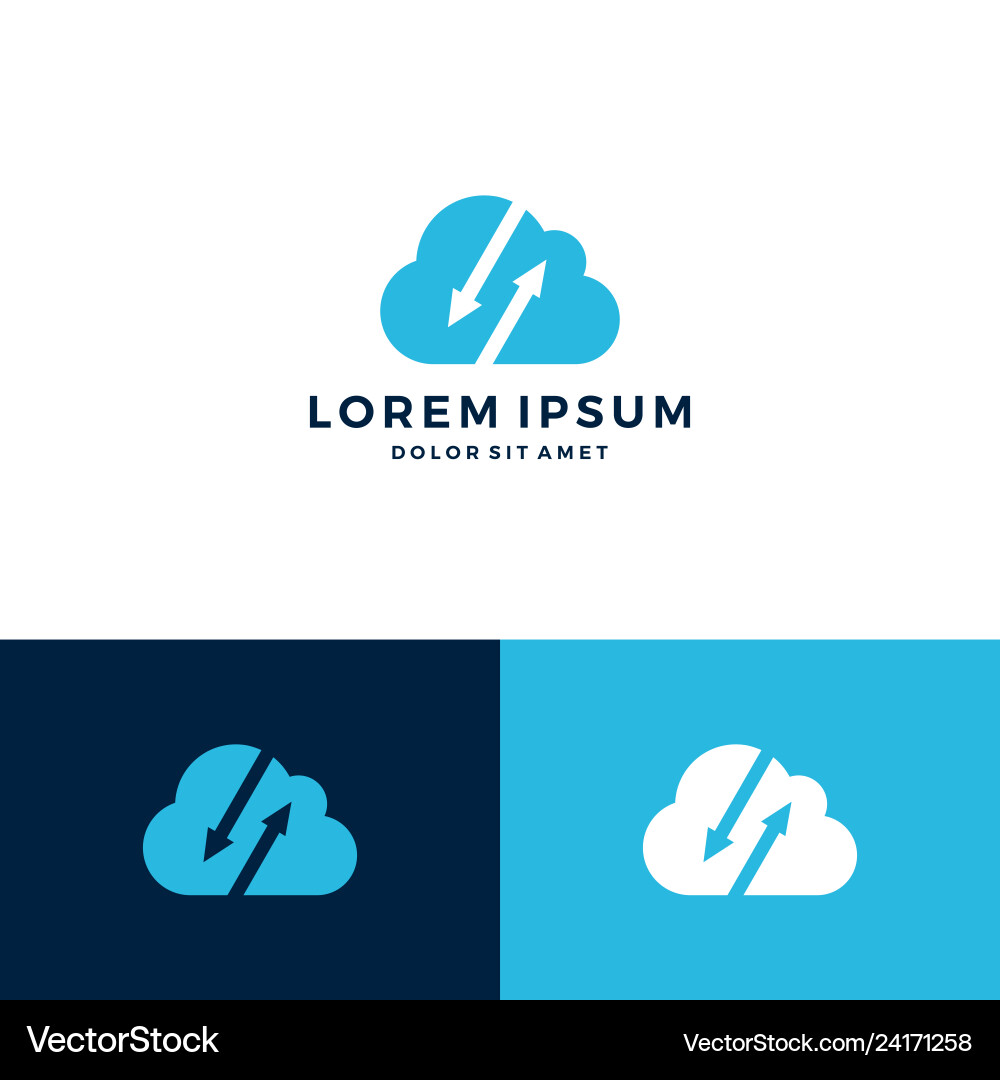 Cloud sync arrow upload download logo file data Vector Image