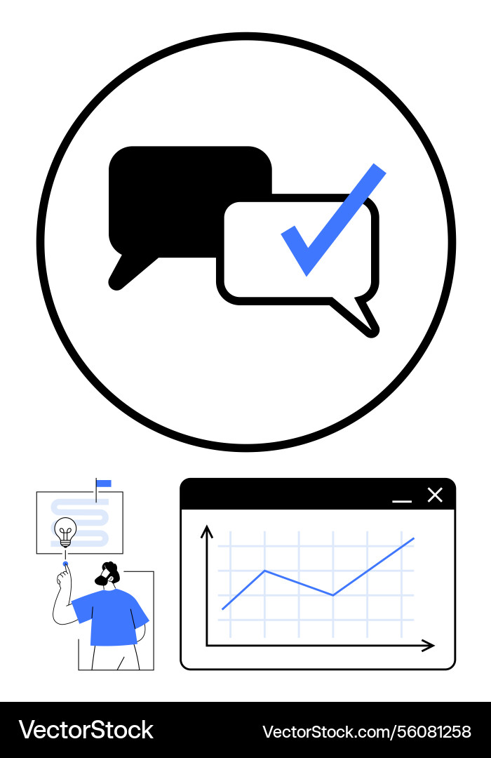 Communication and idea sharing with progress chart Communication and idea sharing with progress chart vector image