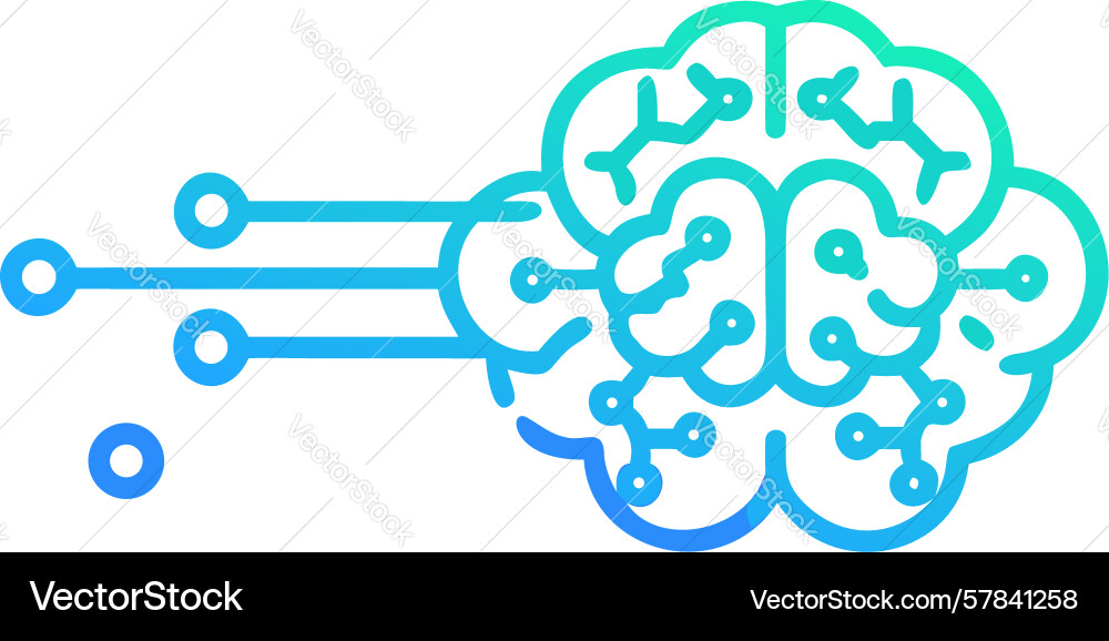 Connected brain cloud cognitive computing vector image