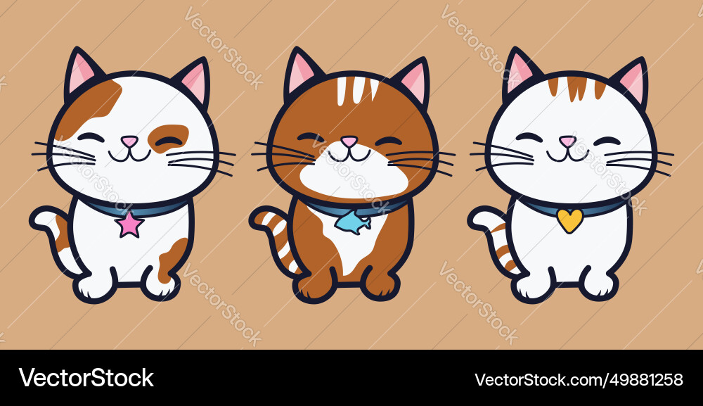 Draw character design collection simple cats Draw character design collection simple cats Vector Image