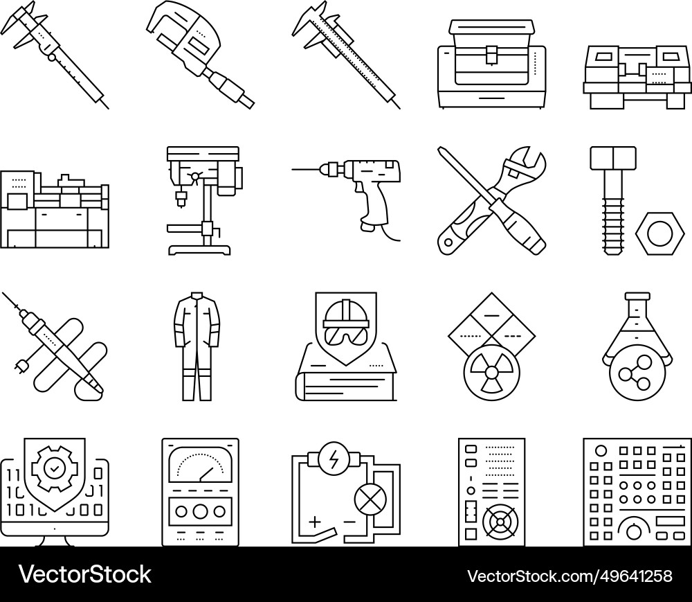 Engineering tool work wrench icons set Vector Image