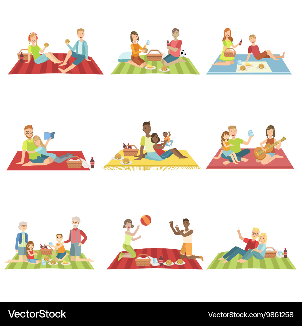 Family Picnic Outdoors Vector Image
