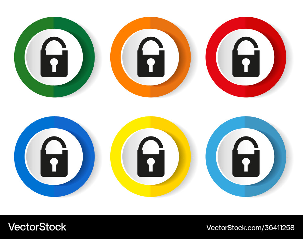 Padlock security icons set circle buttons Padlock security icons set circle buttons Vector Image