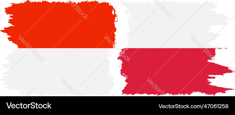 Poland and indonesia grunge flags connection Poland and indonesia grunge flags connection vector image