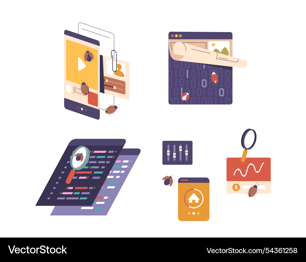 Programmierung Website Scannen Software Testing Programmierung Website Scannen Software Testing Vektorbild