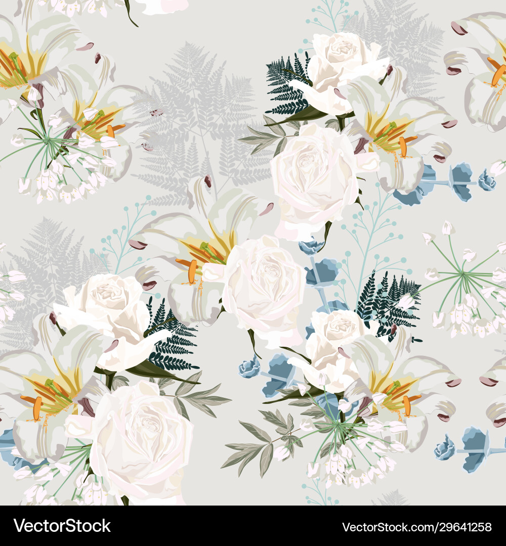 Seamless floral background with bouquets roses Seamless floral background with bouquets roses vector image