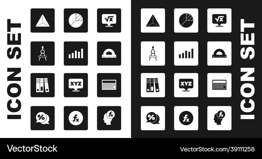 Set square root of x glyph graph schedule chart Vector Image