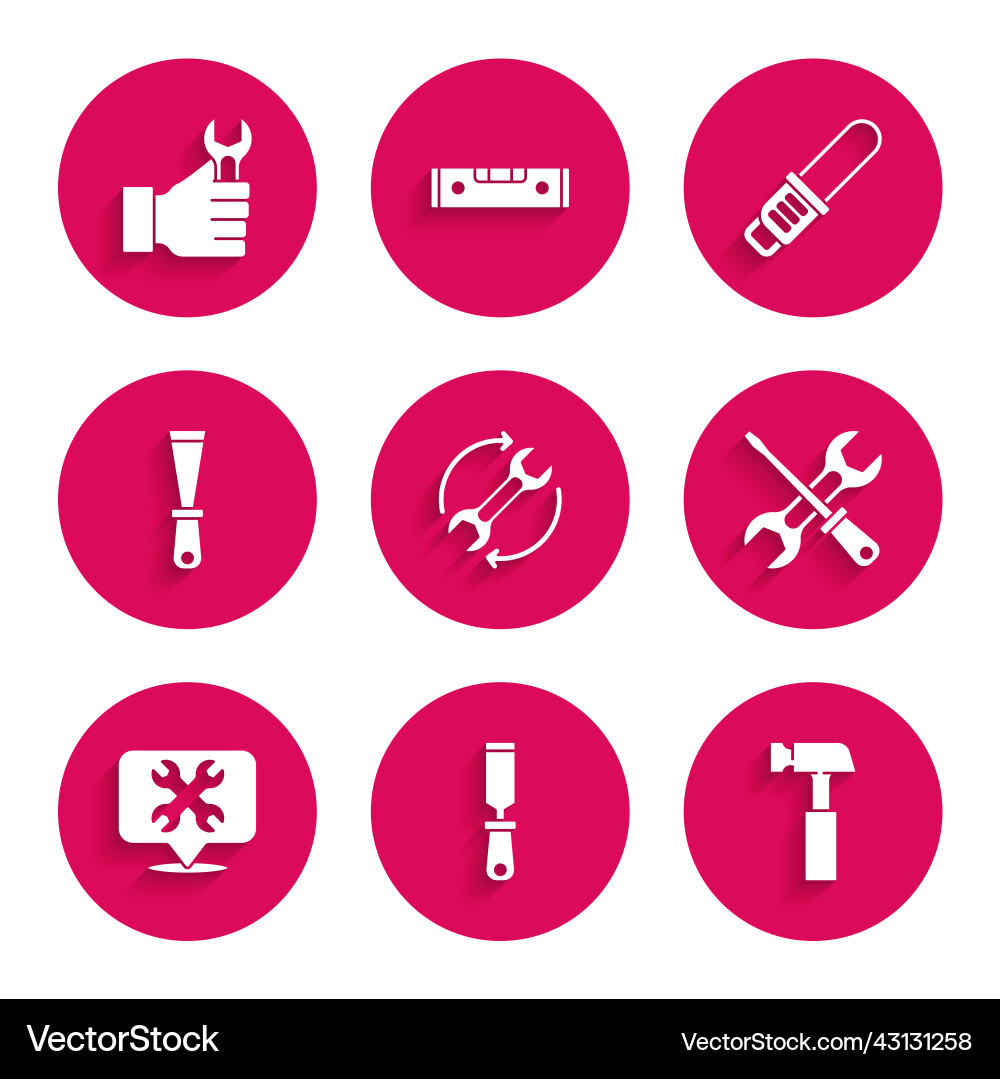 Set wrench and arrows as workflow rasp metal file Vector Image