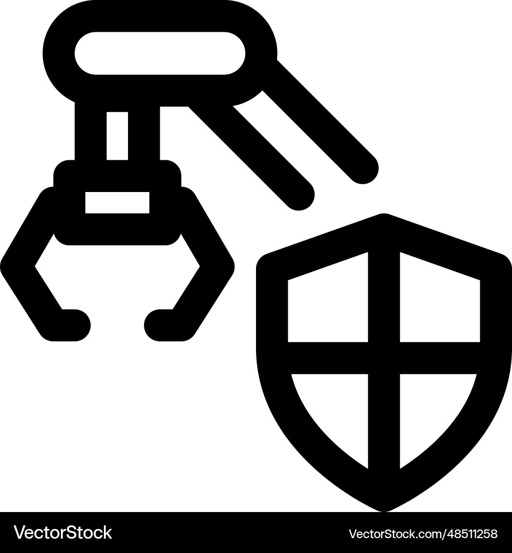 Shield protected robotic arm machine in factory vector image