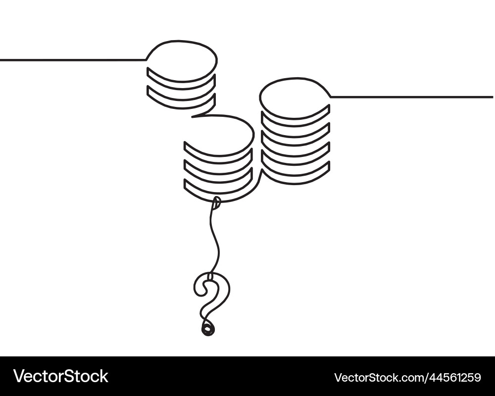 Abstract coins with question mark as continuous vector image