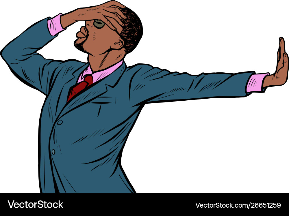 African american businessman shame denial gesture vector image