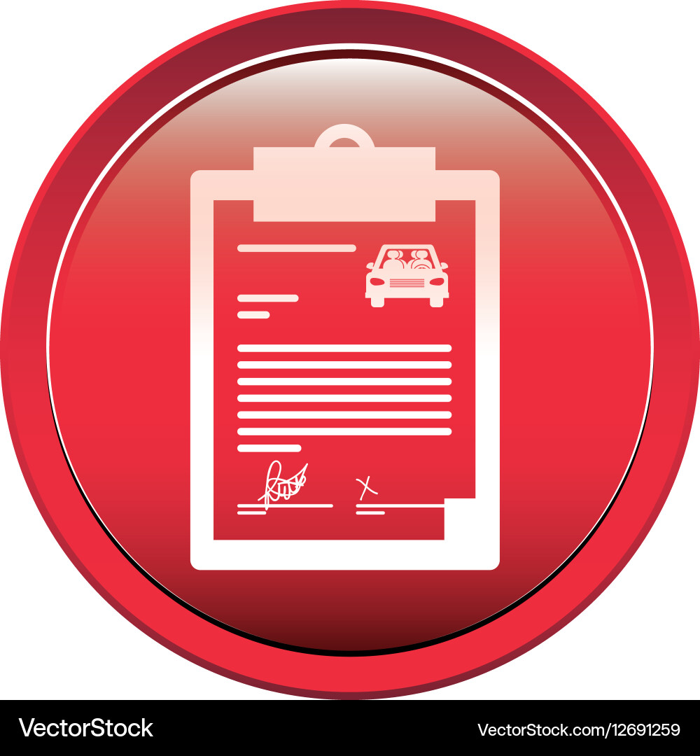 Button with notepad of contract car vector image