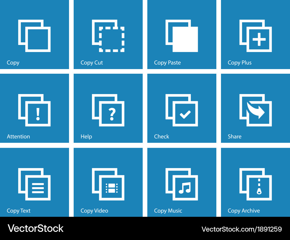 Copy paste icons for apps web pages vector image