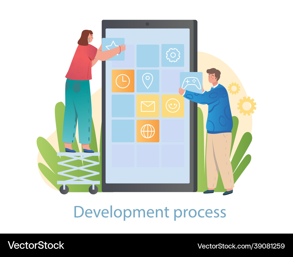 Creating interface process Creating interface process vector image
