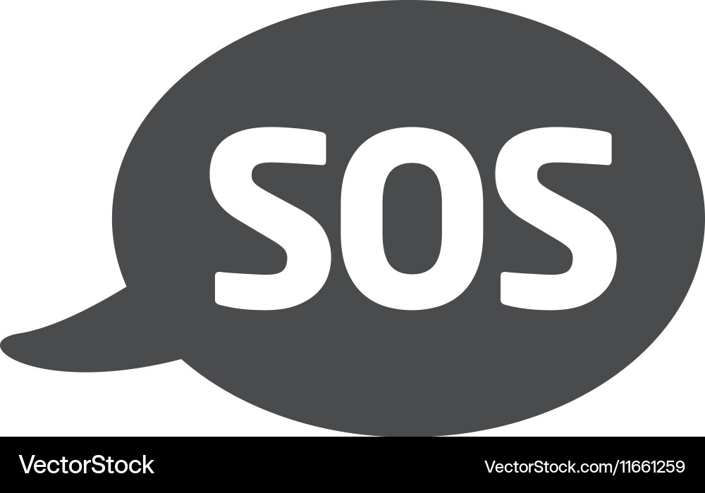 Flat icon with a bubble and message sos vector image