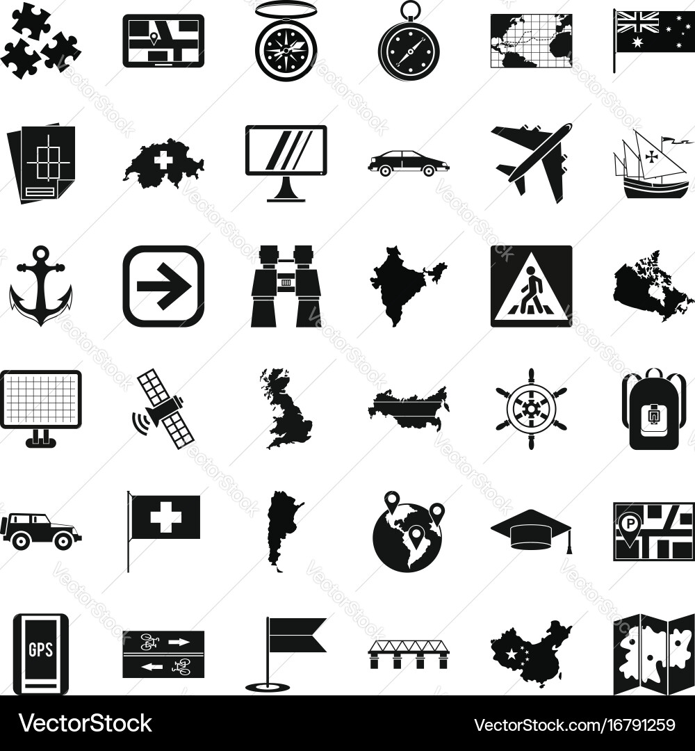 Gps icons set simple style Vector Image