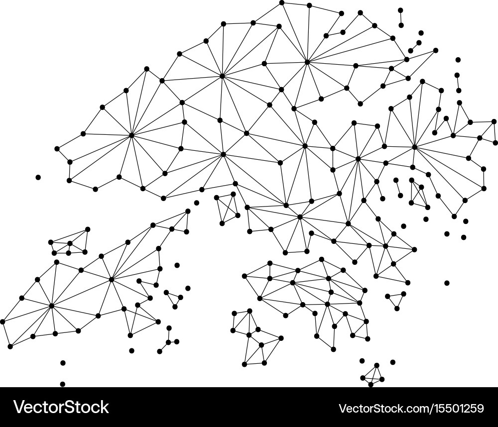 Hong kong map of polygonal mosaic lines rays Vector Image