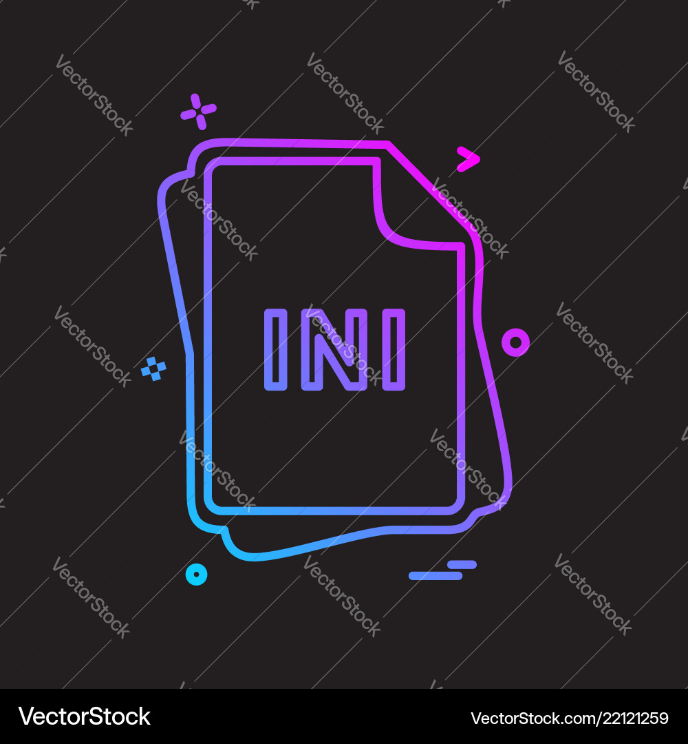 Ini file type icon design Ini file type icon design vector image