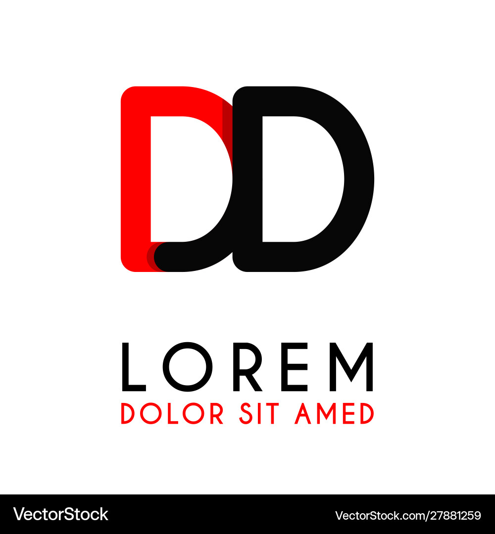 Initial letter dd with red black and has rounded Initial letter dd with red black and has rounded vector image